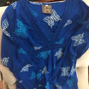 Gorgeous blue butterfly blouse